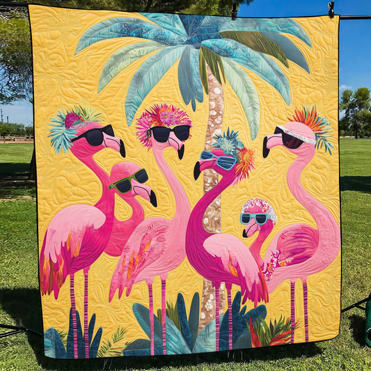 Playful Flamingo Quilted Blanket - Throw (55" x 60")