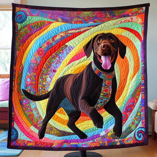Playful Lab Quilted Blanket - Throw (55" x 60")