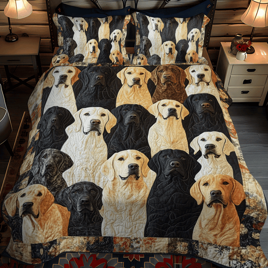 Playful Labrador 3-Piece Quilted Bedding Set - Single (59" x 70")