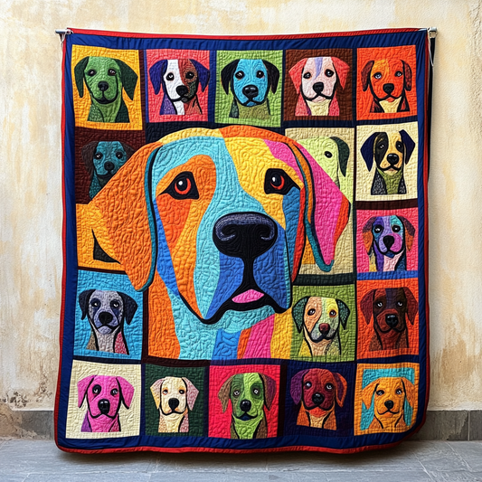 Playful Labrador Quilted Blanket - Throw (55" x 60")