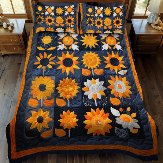 Playful Sunflowers 3-Piece Quilted Bedding Set - Single (59" x 70")