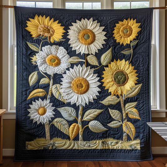 Playful Sunflowers Quilted Blanket - Throw (55" x 60")