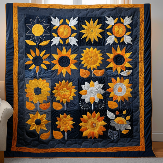 Playful Sunflowers Quilted Blanket - Throw (55" x 60")