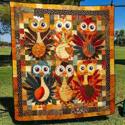 Playful Turkeys Quilted Blanket - Throw (55" x 60")