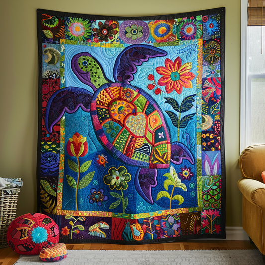 Playful Turtles Quilted Blanket - Throw (55" x 60")