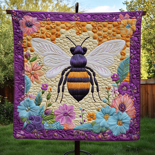 Pollinator Paradise Quilted Blanket - Throw (55" x 60")