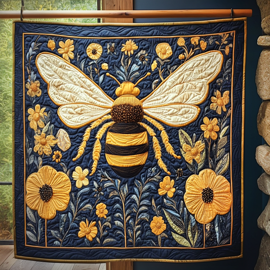 Pollinator's Paradise Quilted Blanket - Throw (55" x 60")