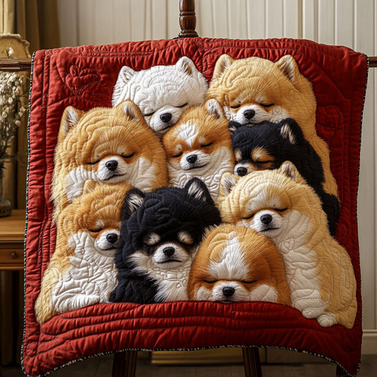 Pomeranian Joy Quilted Blanket - Throw (55" x 60")