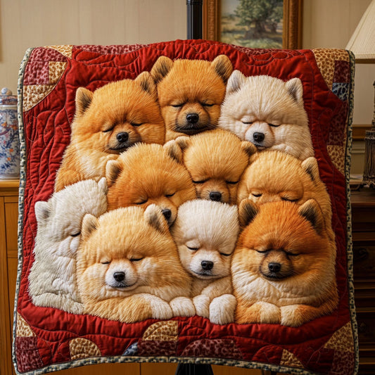 Pomeranian Slumber Quilted Blanket - Throw (55" x 60")