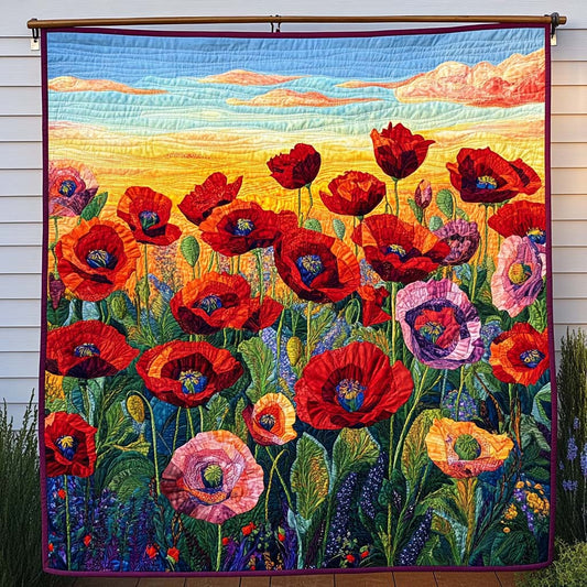 Poppy Field Quilted Blanket - Throw (55" x 60")