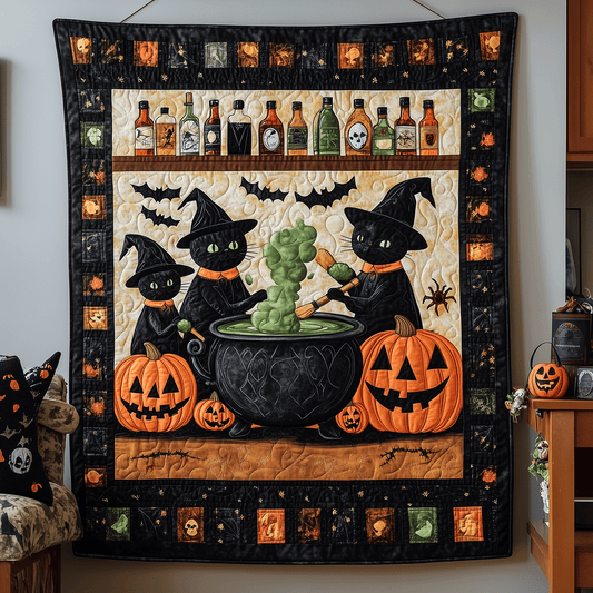 Potion Bubbles Cats Quilted Blanket - Throw (55" x 60")