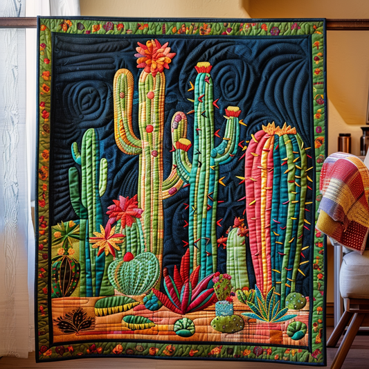 Prickly Paradise Quilted Blanket - Throw (55" x 60")