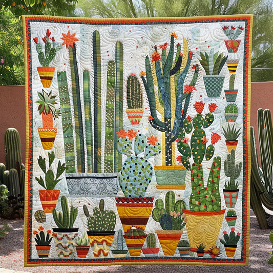 Prickly Paradise Quilted Blanket - Throw (55" x 60")
