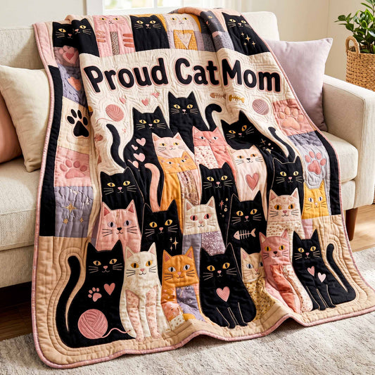 Proud Cat Mom Quilted Blanket - Baby (30" x 40") - Pack 1