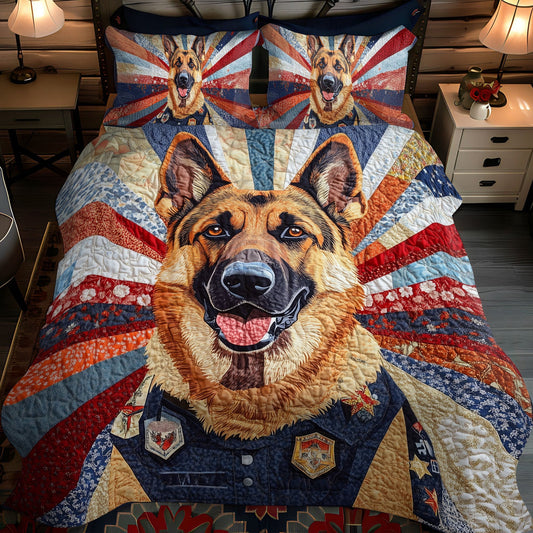 Proud Patriot Pup 3-Piece Quilted Bedding Set - Single (59" x 70")