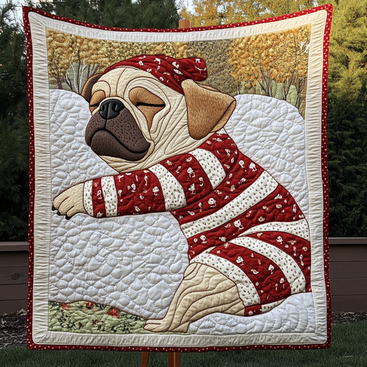 Pug Hugs And Kisses Quilted Blanket - Throw (55" x 60")