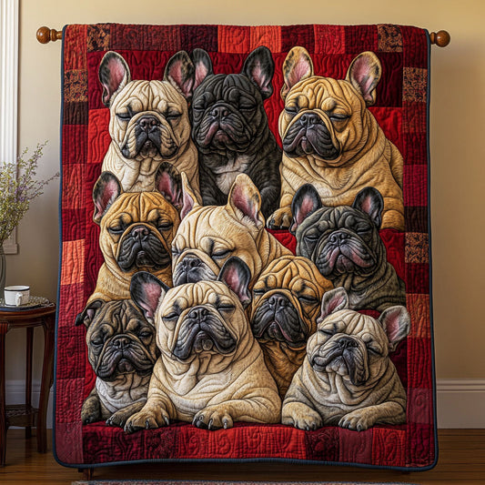 Pug Pile Quilted Blanket - Throw (55" x 60")