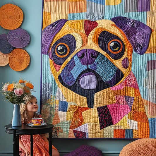 Pug Portrait Quilted Blanket - Throw (55" x 60")