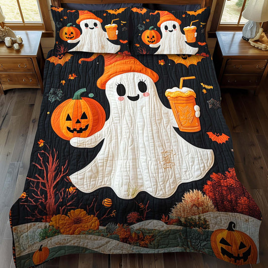 Pumpkin Patch Party 3-Piece Quilted Bedding Set - Single (59" x 70")