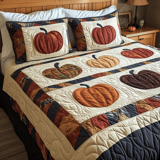 Pumpkin Spice 3-Piece Quilted Bedding Set - Single (59" x 70")