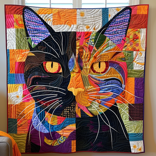 Purrfection Patterns Quilted Blanket - Throw (55" x 60")