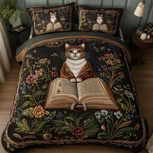 Purrfectly Cozy 3-Piece Quilted Bedding Set - Single (59" x 70")