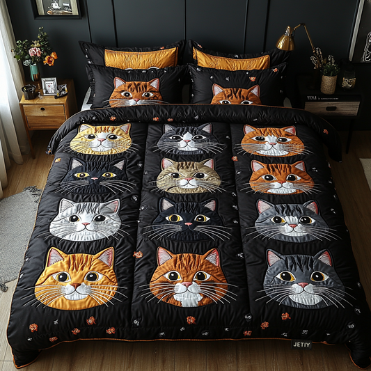 Purrfectly Cozy 3-Piece Quilted Bedding Set - Single (59" x 70")