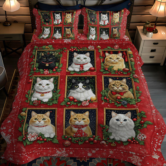 Purrfectly Cozy Cats 3-Piece Quilted Bedding Set - Single (59" x 70")