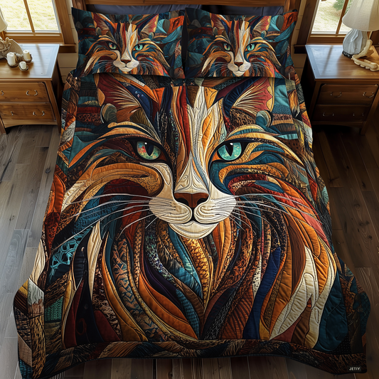 Purrs And Patches 3-Piece Quilted Bedding Set - Single (59" x 70")