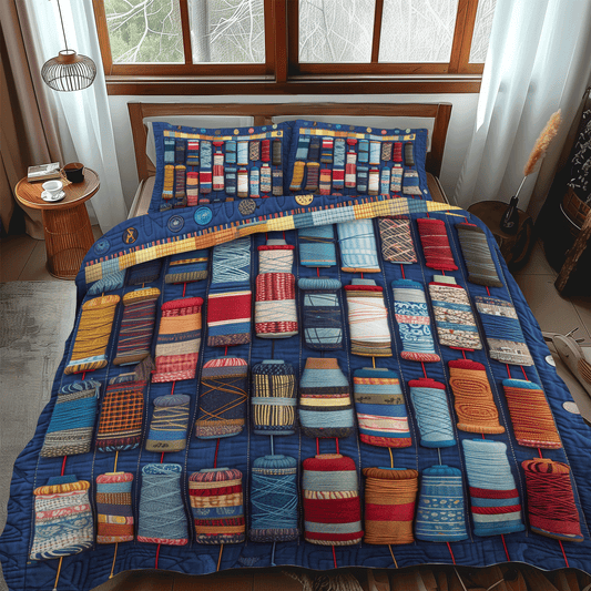 Quilter Spools 3-Piece Quilted Bedding Set - Single (59" x 70")