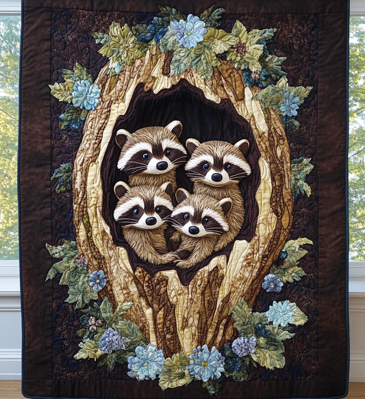 Raccoon Tree Quilted Blanket - Throw (55" x 60")