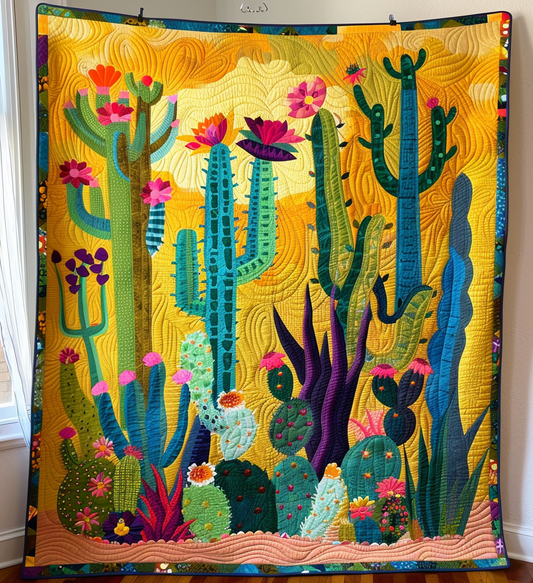 Radiant Cactus Oasis Quilted Blanket - Throw (55" x 60")