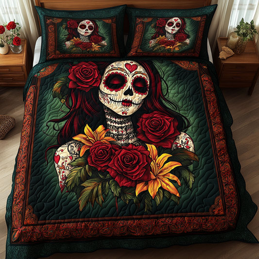 Radiant Skull 3-Piece Quilted Bedding Set - Single (59" x 70")