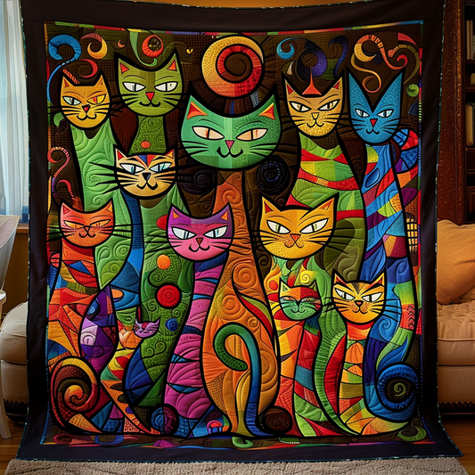 Rainbow Cats Quilted Blanket - Throw (55" x 60")