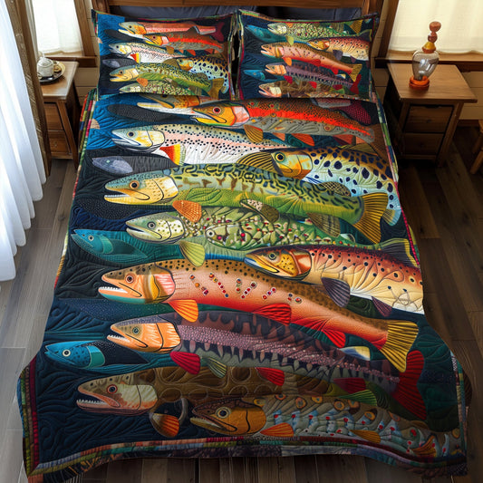 Rainbow Trout Fantasy 3-Piece Quilted Bedding Set - Single (59" x 70")