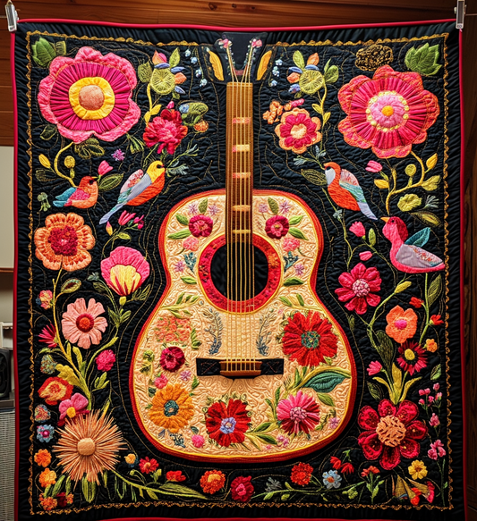 Rainbow Guitar Serenade Art Quilt Hanging - Baby (30" x 40")