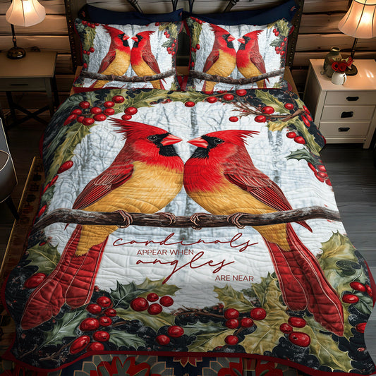 Red Beauties 3-Piece Quilted Bedding Set - Single (59" x 70")