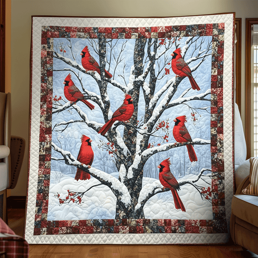 Red Feather Delight Quilted Blanket - Throw (55" x 60")