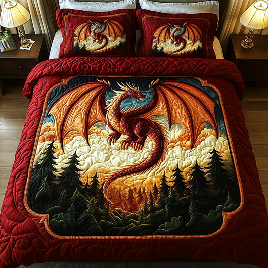 Red Sentinel 3-Piece Quilted Bedding Set - Single (59" x 70")
