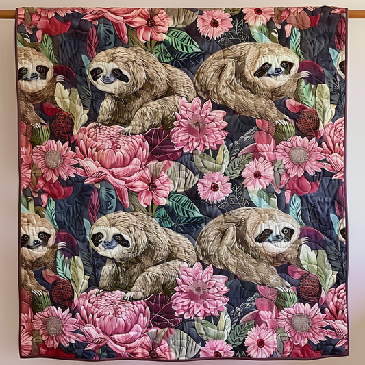 Relaxed Sloth Moments Quilted Blanket - Throw (55" x 60")
