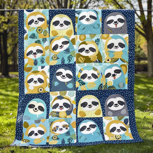 Relaxed Sloth Vibes Quilted Blanket - Throw (55" x 60")