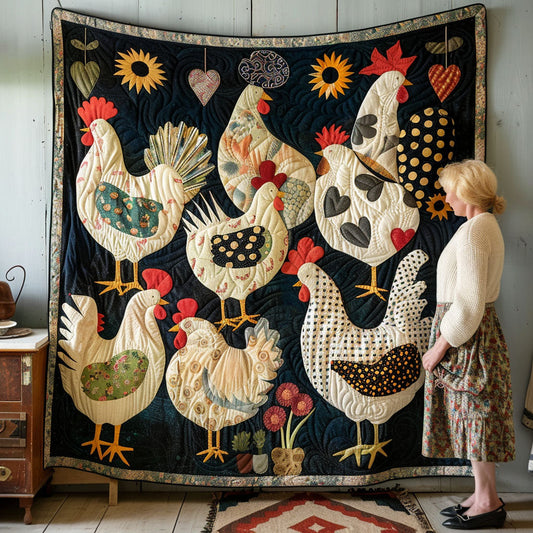 Rooster's Garden Haven Quilted Blanket - Throw (55" x 60")