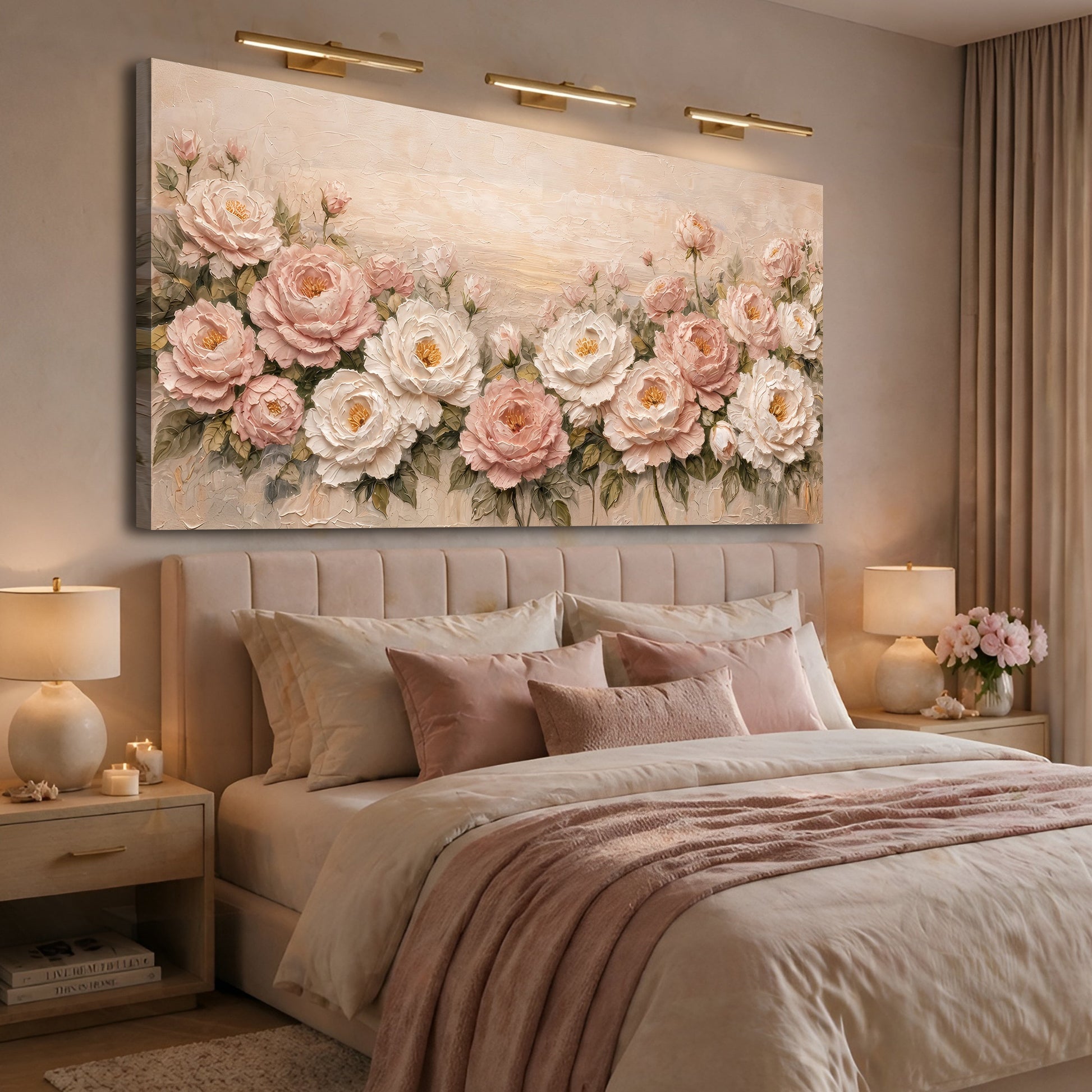 Rose Garden — White And Blush On Warm Cream