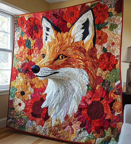 Rose Fox Quilted Blanket - Throw (55" x 60")