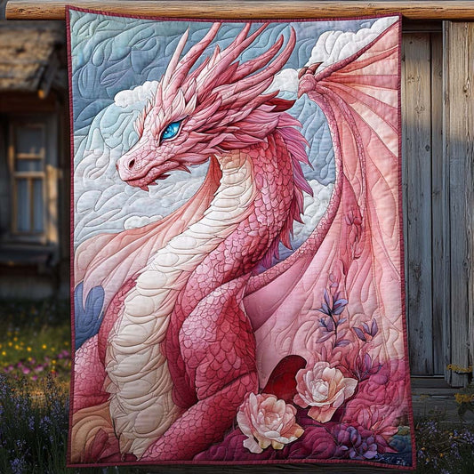 Rose Hued Scales Quilted Blanket - Throw (55" x 60")