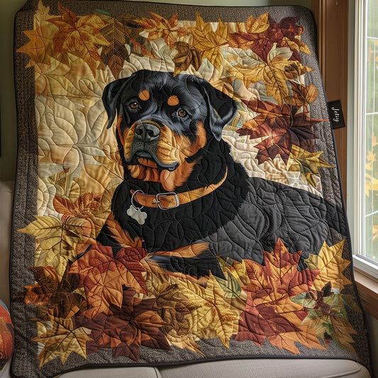 Rottweiler's Autumn Breeze Quilted Blanket - Throw (55" x 60")