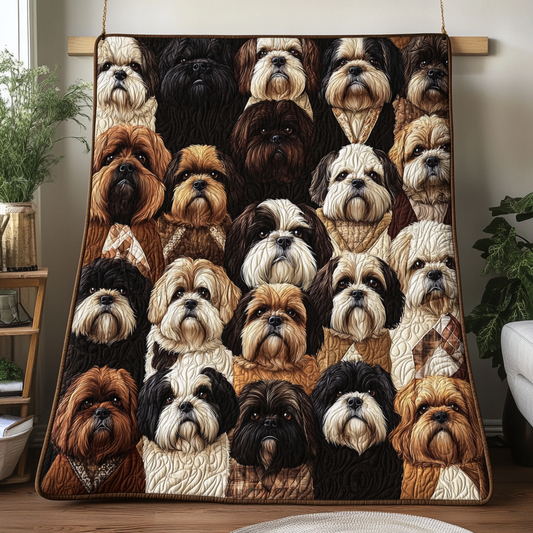 Royal Shih Tzu Quilted Blanket - Throw (55" x 60")