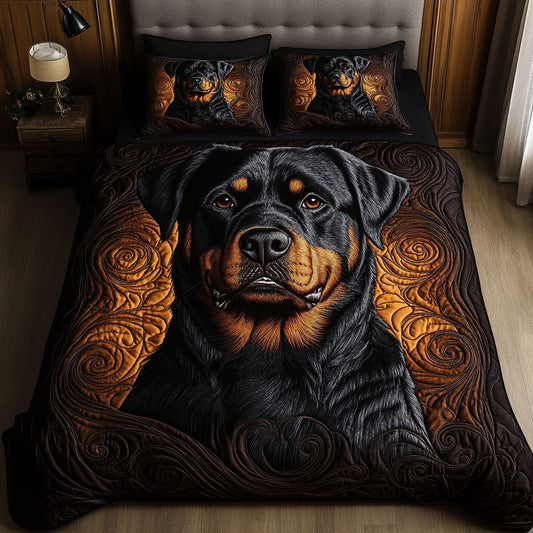 Royal Rottie 3-Piece Quilted Bedding Set - Single (59" x 70")