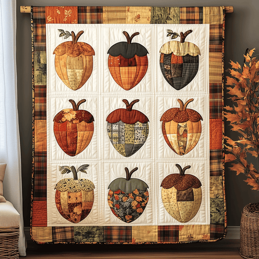 Rustic Acorn Quilted Blanket - Throw (55" x 60")