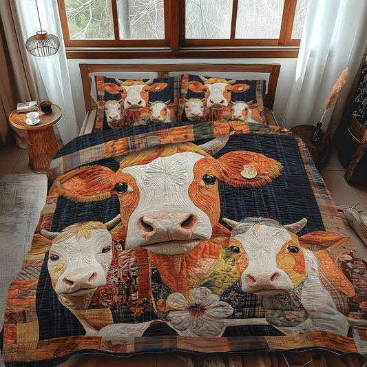 Rustic Cowscape 3-Piece Quilted Bedding Set - Single (59" x 70")